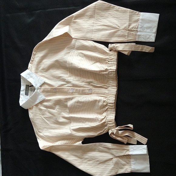 Crop top long sleeve button down shirt size small - Picture 6 of 13